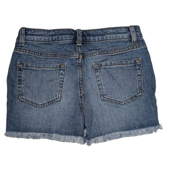 Cat & Jack Floral Lace Denim Shorts Girls Size 8 Distressed Frayed Adjustable - Picture 2 of 8